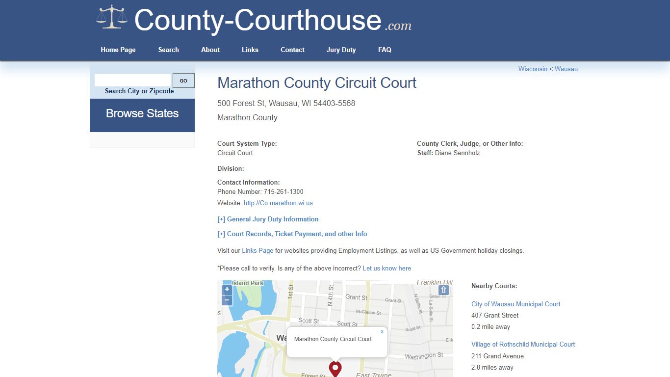 Marathon County Circuit Court in Wausau, WI - Court Information